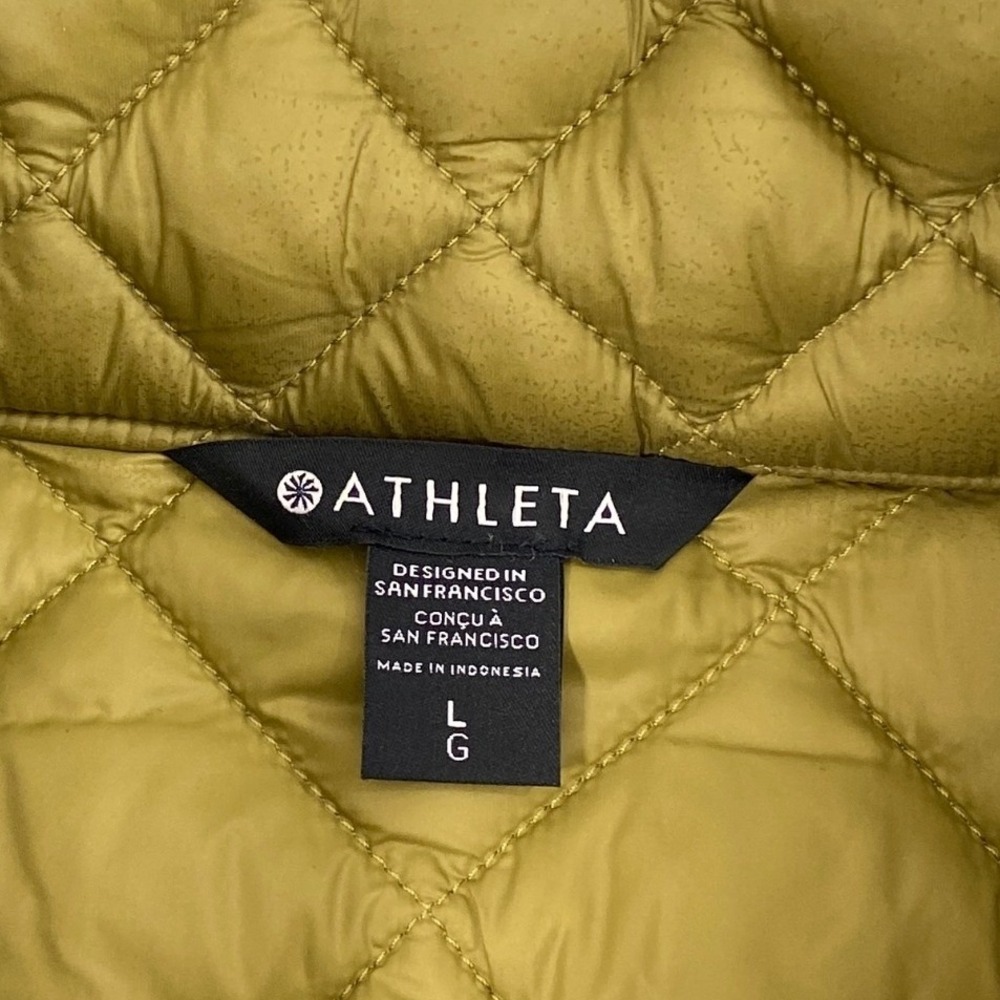 Athleta Vest Women Large Green Quilted Puffer Full Zip Mock Neck Gorpcore Layer - Picture 4 of 9